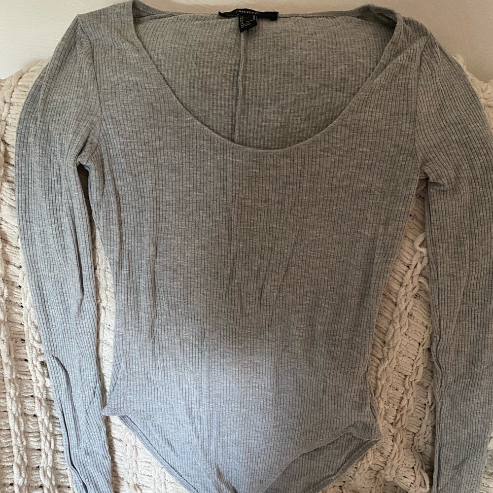 Grey forever 21 bodysuit